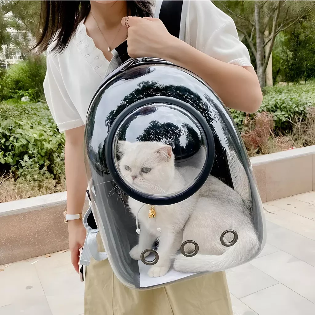 Luxury cat backpack with transparent space capsule bubble window